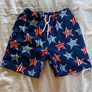 Millie & Max Boys Red, White and Blue Star Swim Trunks